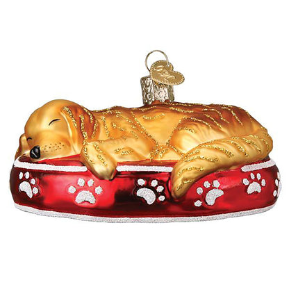 Old World Christmas Sleepy Doodle Dog Glass Blown Ornament for Christmas Tree, Handcrafted Holiday Decoration, Dog Collection