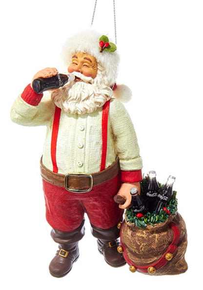 Kurt Adler CC9162 Santa Drinking Coke Ornament, 5.5"