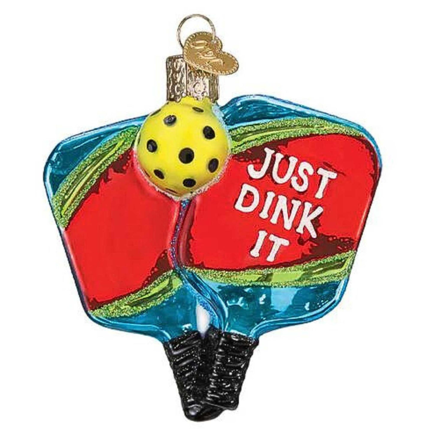 Old World Christmas Pickleball Paddles Glass Blown Ornament for Christmas Tree, Handcrafted Holiday Decoration, Sport Collection
