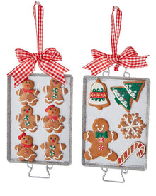 Kurt S. Adler Gingerbread Men Baked Cookies on Tray Christmas Holiday Ornaments Set of 2