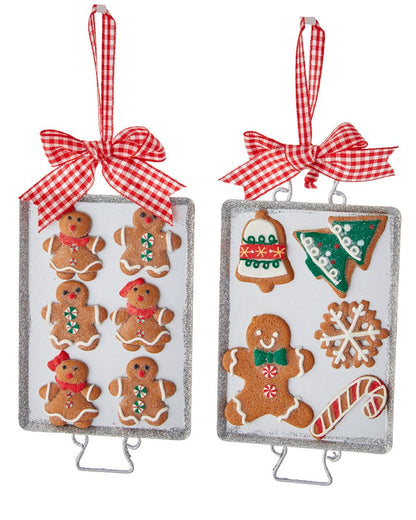 Kurt S. Adler Gingerbread Men Baked Cookies on Tray Christmas Holiday Ornaments Set of 2