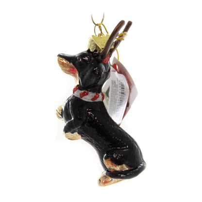 Noble Gems Dachshund with Antlers Glass Ornament