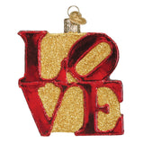Old World Christmas Glass Blown Ornament with S-Hook and Gift Box, Message Collection (Love)