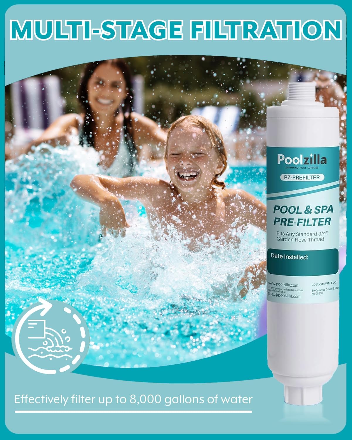 Poolzilla Prefilter for Pools, Spas, & Hot Tubs (3/4