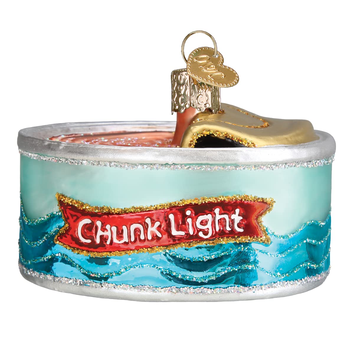 Old World Christmas Canned Tuna Glass Blown Ornament for Christmas Tree, Handcrafted Holiday Decoration, Food Collection