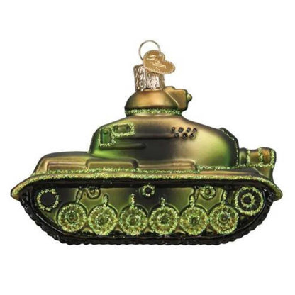 Old World Christmas Military Tank Glass Blown Ornament for Christmas Tree, Handcrafted Holiday Decoration, Military Collection