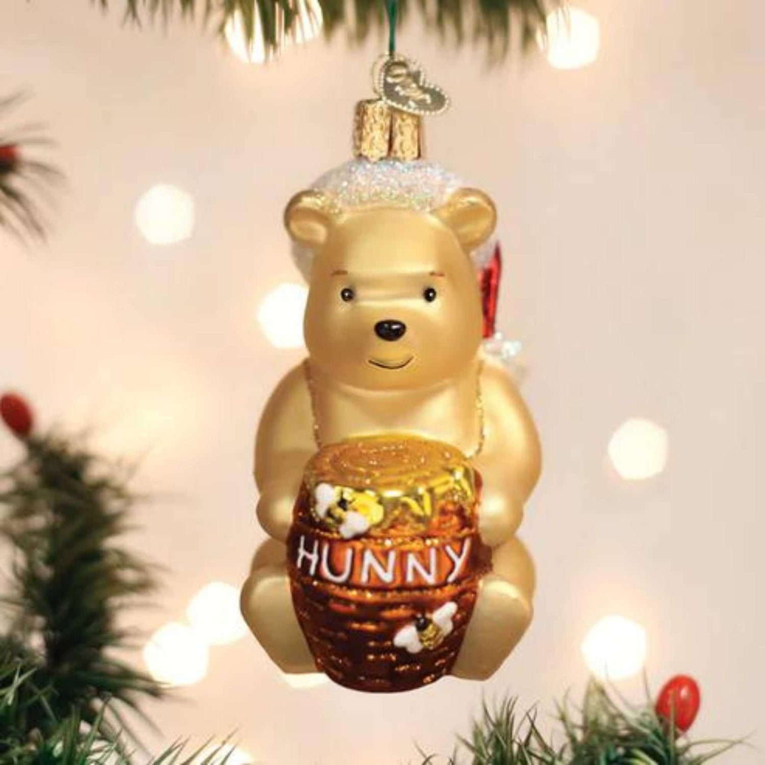 Old World Christmas Winnie The Pooh Glass Blown Ornament for Christmas Tree, Handcrafted Holiday Decoration, Winnie The Pooh Collection