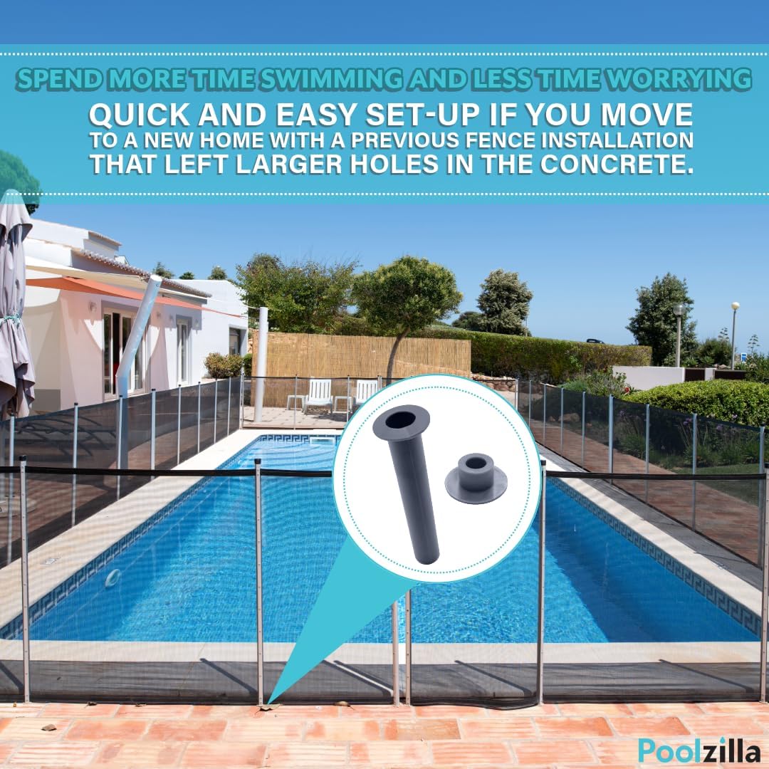 Poolzilla Gray Sleeve and Cap Set for Pool Safety Fence