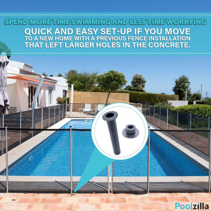 Poolzilla Gray Sleeve and Cap Set for Pool Safety Fence