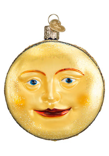Old World Christmas Man in The Moon Glass Blown Ornament for Christmas Tree, Handcrafted Holiday Decoration, Outer Space Collection