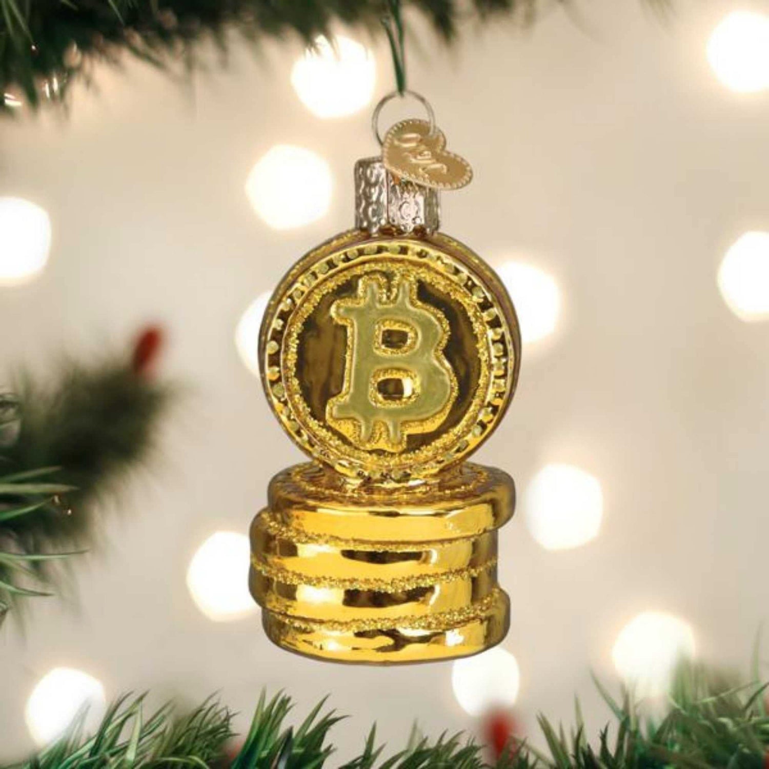 Old World Christmas Bitcoin Glass Blown Christmas Tree Ornament