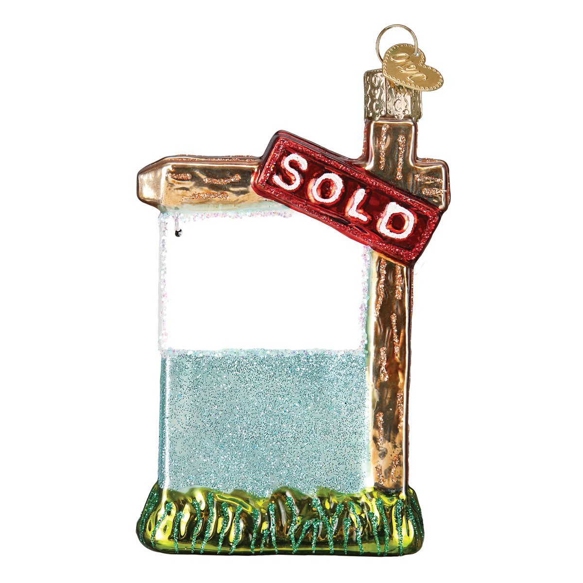 Old World Christmas Glass Blown Ornament Realty Sign (36203)