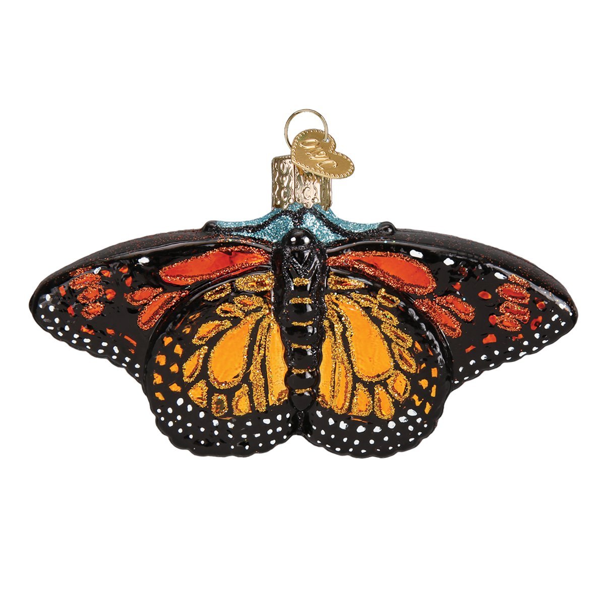 Old World Christmas Monarch Butterfly Glass Blown Ornament for Christmas Tree, Handcrafted Holiday Decoration, Insect Collection