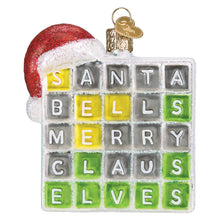 Old World Christmas Merry Words Glass Blown Ornament for Christmas Tree, Handcrafted Holiday Decoration, Holiday Collection