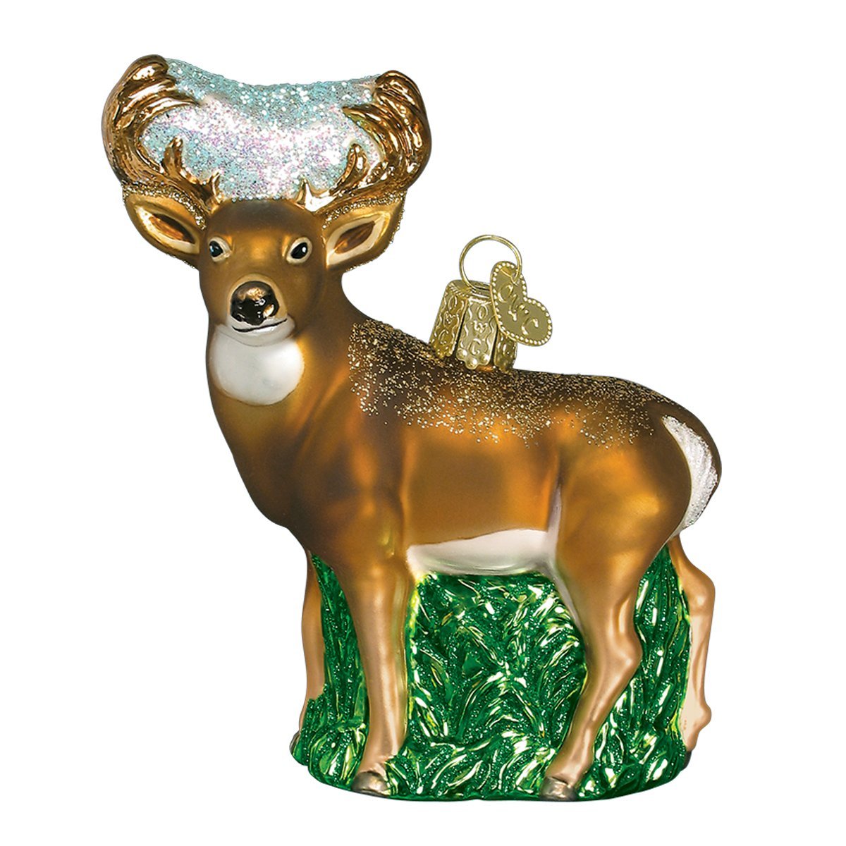 Old World Christmas Whitetail Deer Glass Blown Ornament for Christmas Tree, Handcrafted Holiday Decoration, Wildlife Animal Collection