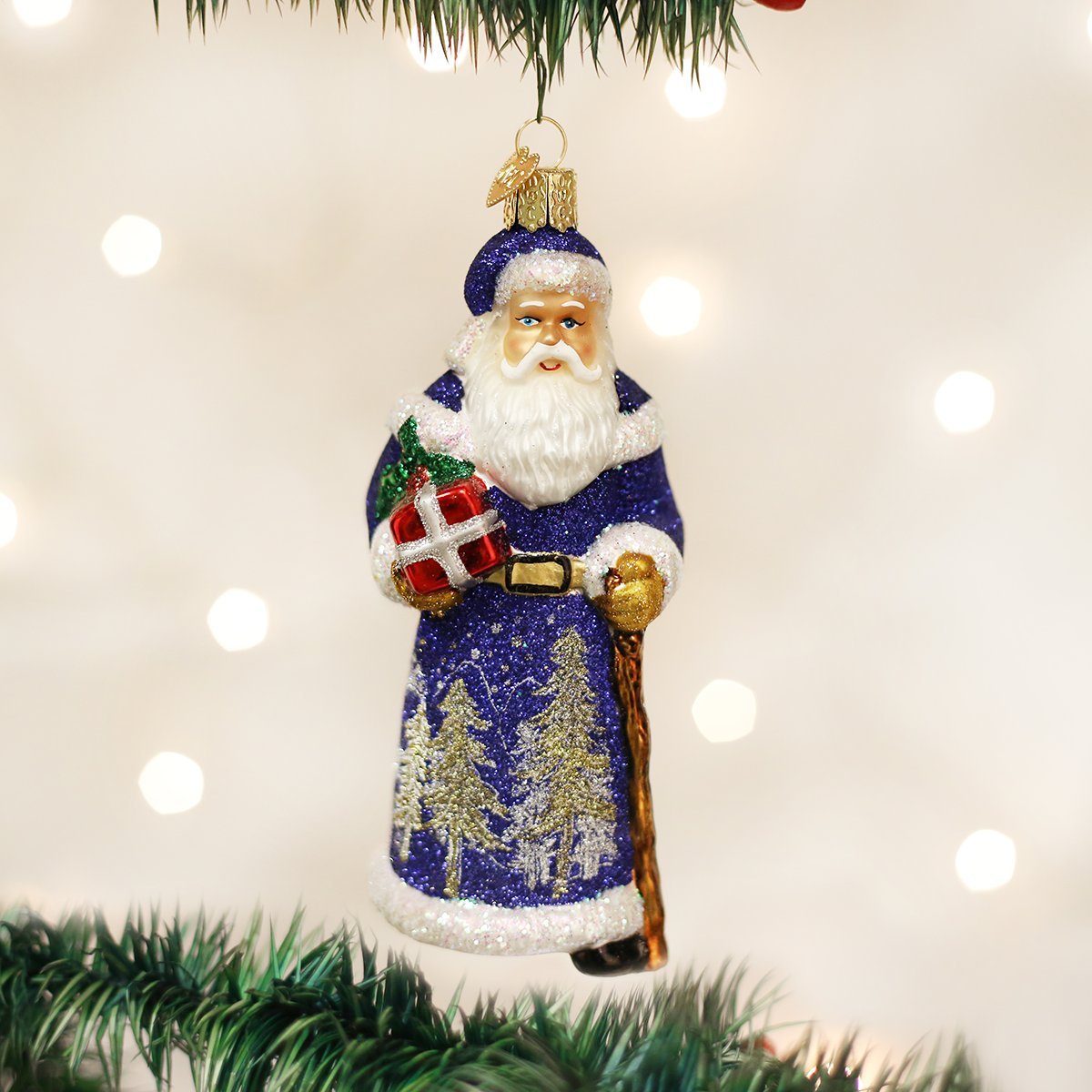 Old World Christmas Ornaments Midgnight Santa Glass Blown Ornaments for Christmas Tree