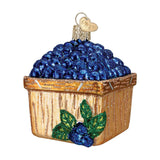Old World Christmas Basket of Blueberries Glass Blown Ornament for Christmas Tree, Handcrafted Holiday Decoration, Fruit Collection