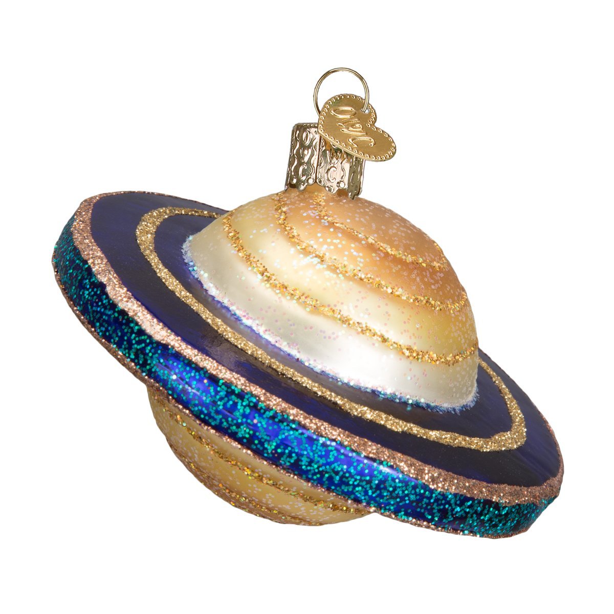 Old World Christmas Saturn Glass Blown Ornament for Christmas Tree, Handcrafted Holiday Decoration, Outer Space Collection