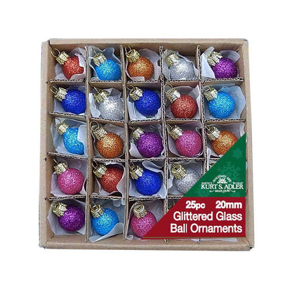 Kurt S. Adler 0.78-Inch Glitter Glass Ball, 25 Piece Set Ornaments, Multi, Count