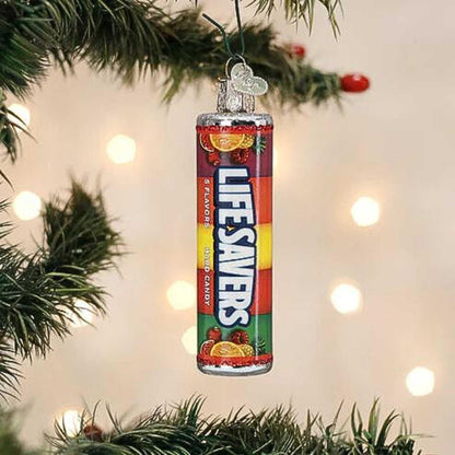 Old World Christmas Lifesavers Glass Blown Ornament for Christmas Tree, Handcrafted Holiday Decoration, Candy Brand Collection