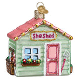 Old World Christmas She Shed Glass Blown Ornament for Christmas Tree, Handcrafted Holiday Decoration, Garden Collection