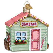 Old World Christmas She Shed Glass Blown Ornament for Christmas Tree, Handcrafted Holiday Decoration, Garden Collection