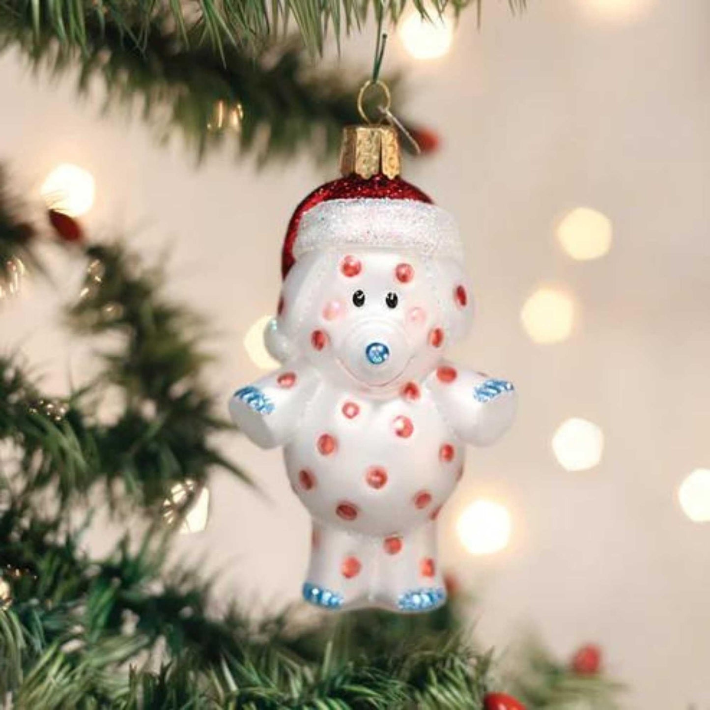 Old World Christmas Spotted Elephant Glass Blown Ornament for Christmas Tree, Handcrafted Holiday Decoration, Rudolph Collection