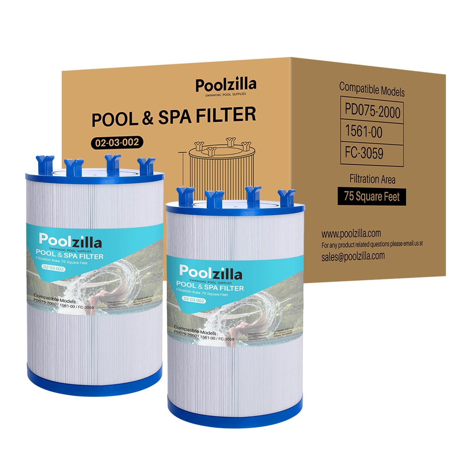 Poolzilla Spa Filter Cartridge for C-7367, Pleatco PD075-2000, Dimension One 1561-00, Filbur FC-3059, Excel Filters XLS-7005, Aladdin 17541, Baleen AK-60035