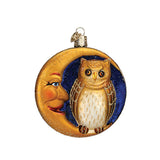 Old World Christmas Owl in Moon Glass Blown Ornament for Christmas Tree, Handcrafted Holiday Decoration, Halloween Collection