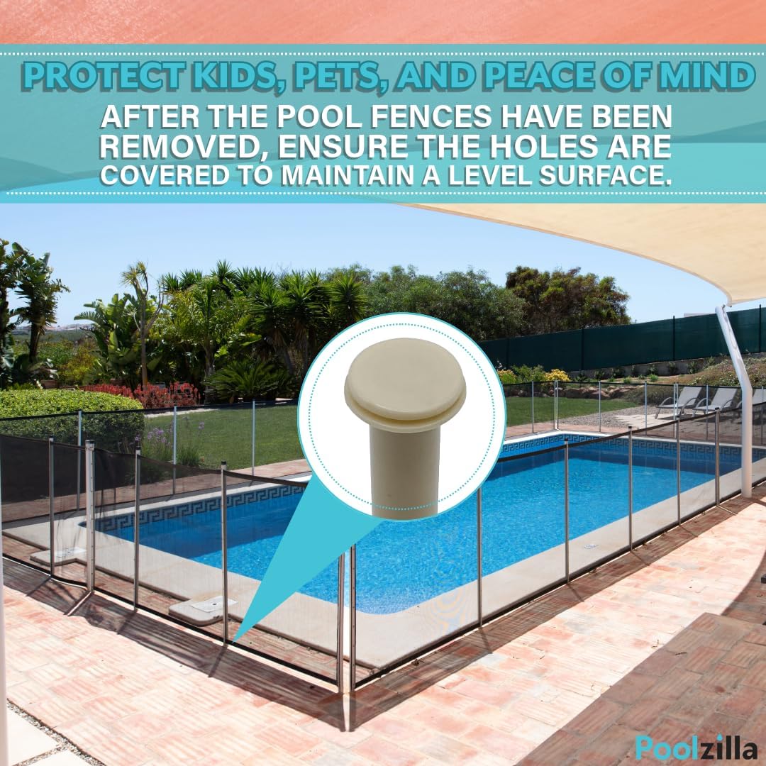 Poolzilla Tan Sleeve and Cap Set for Pool Safety Fence