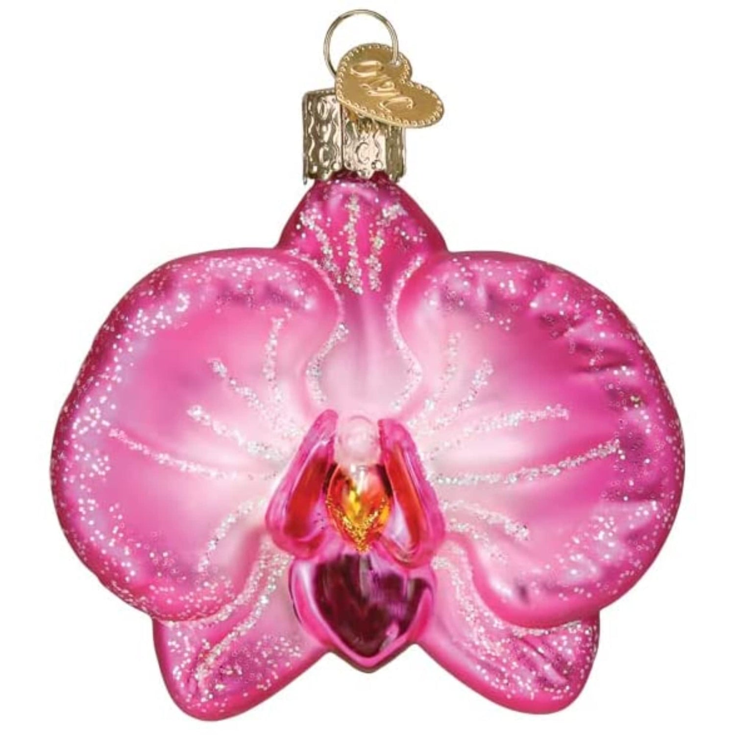 Old World Christmas Orchid Glass Blown Ornament for Christmas Tree, Handcrafted Holiday Decoration, Garden Collection