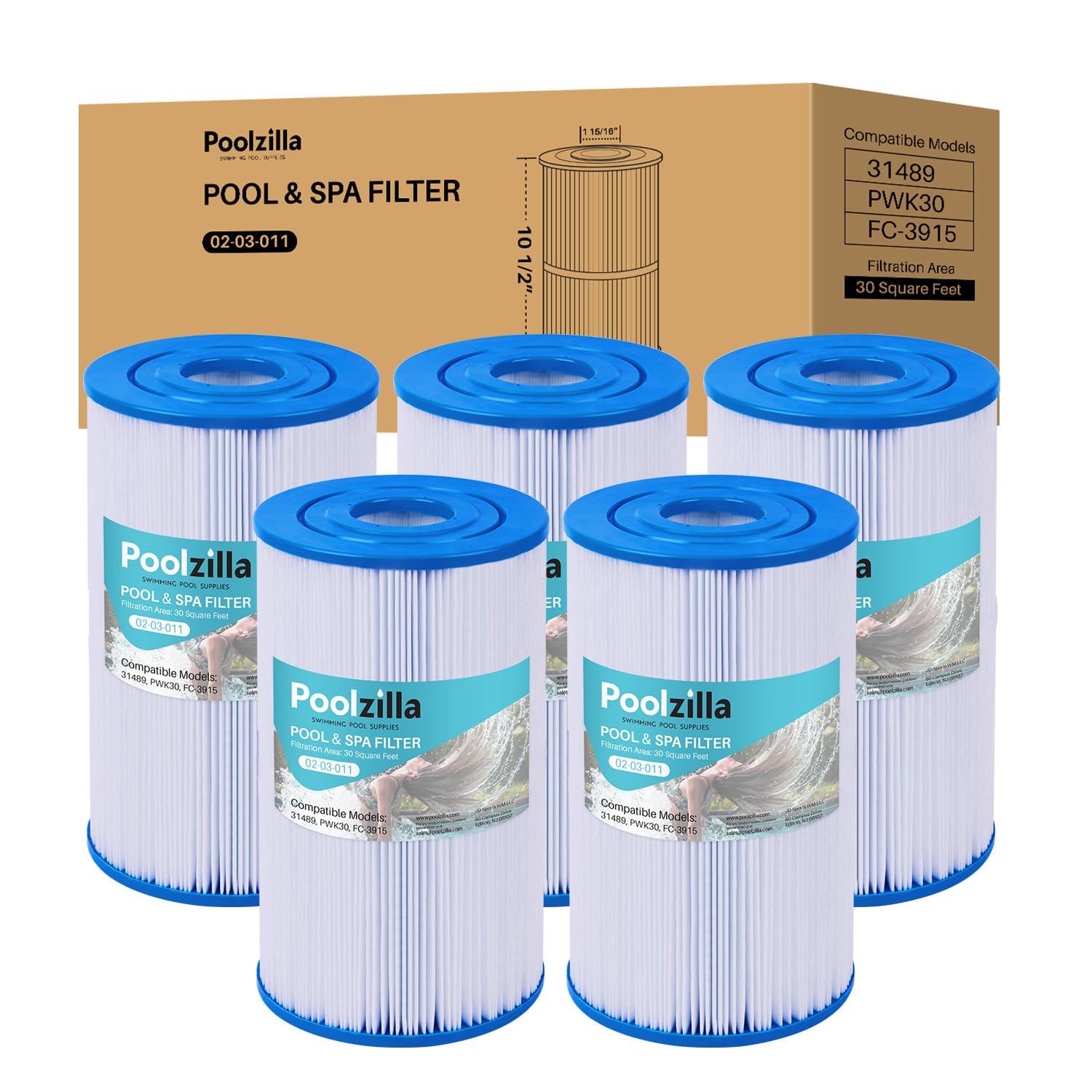 Poolzilla Replacement Spa Filter for C-6430, Pleatco PWK30, Filbur FC-3915, Unicel C-6430, APCC7095, PDC510-AFS, PKW30, SD-01242