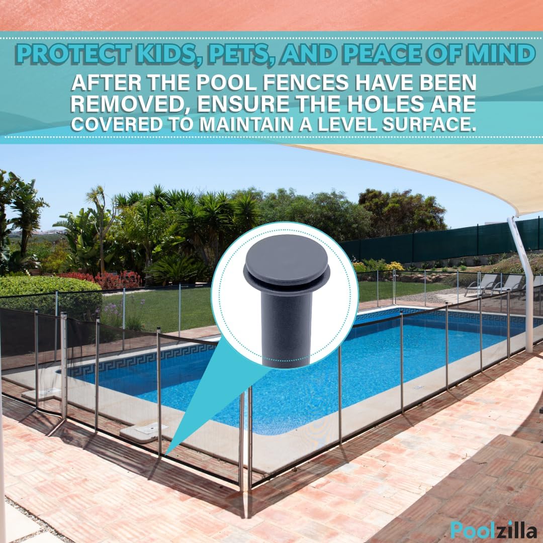 Poolzilla Gray Sleeve and Cap Set for Pool Safety Fence