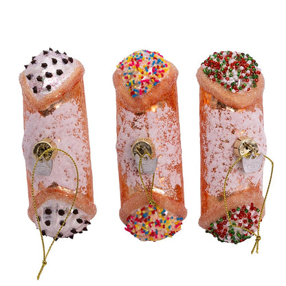 Kurt Adler 4.75-inch Noble Gems™ Glass Cannoli Ornaments