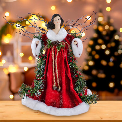 Kurt Adler 14-Inch Fabric Mache Red Angel Treetop