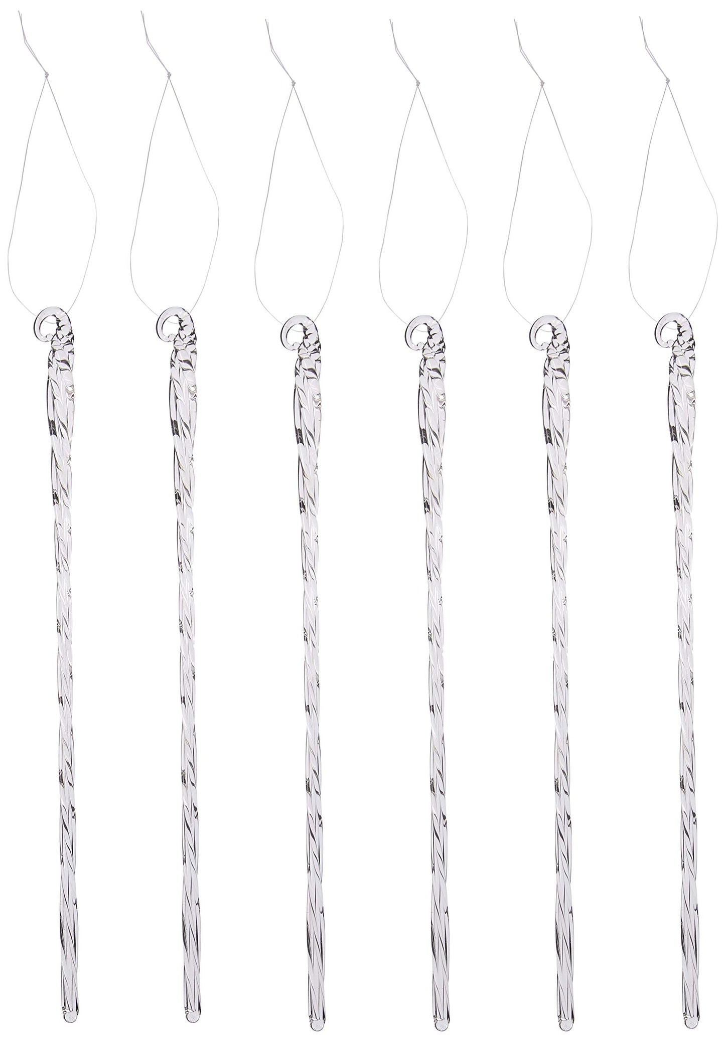 Kurt Adler 6-Piece Glass Twist Icicle Ornaments, 7.5-Inch,Christmas