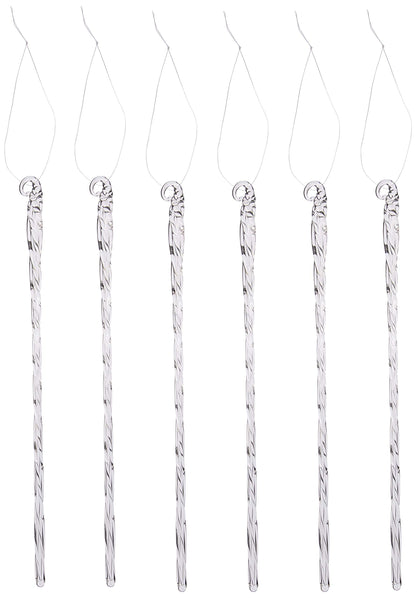 Kurt Adler 6-Piece Glass Twist Icicle Ornaments, 7.5-Inch,Christmas