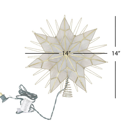Kurt Adler 14" 7-Point Natural Capiz Star Lighted Treetop