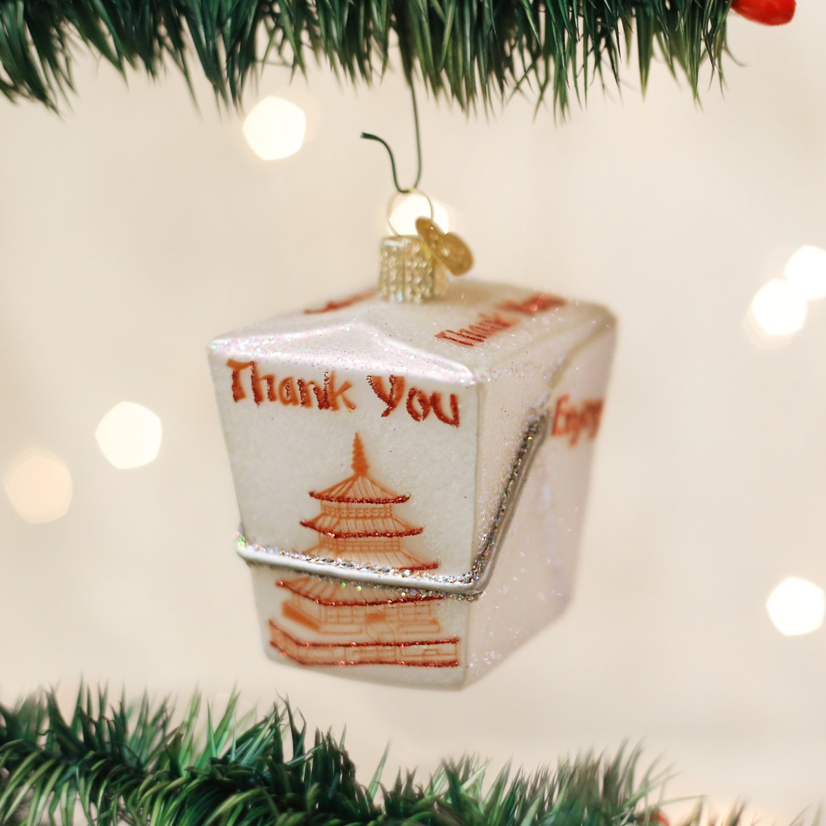 Old World Christmas Various Foods Glass Blown Ornaments for Christmas Tree Chinese Take-Out 2.75 x 2.5 Inches