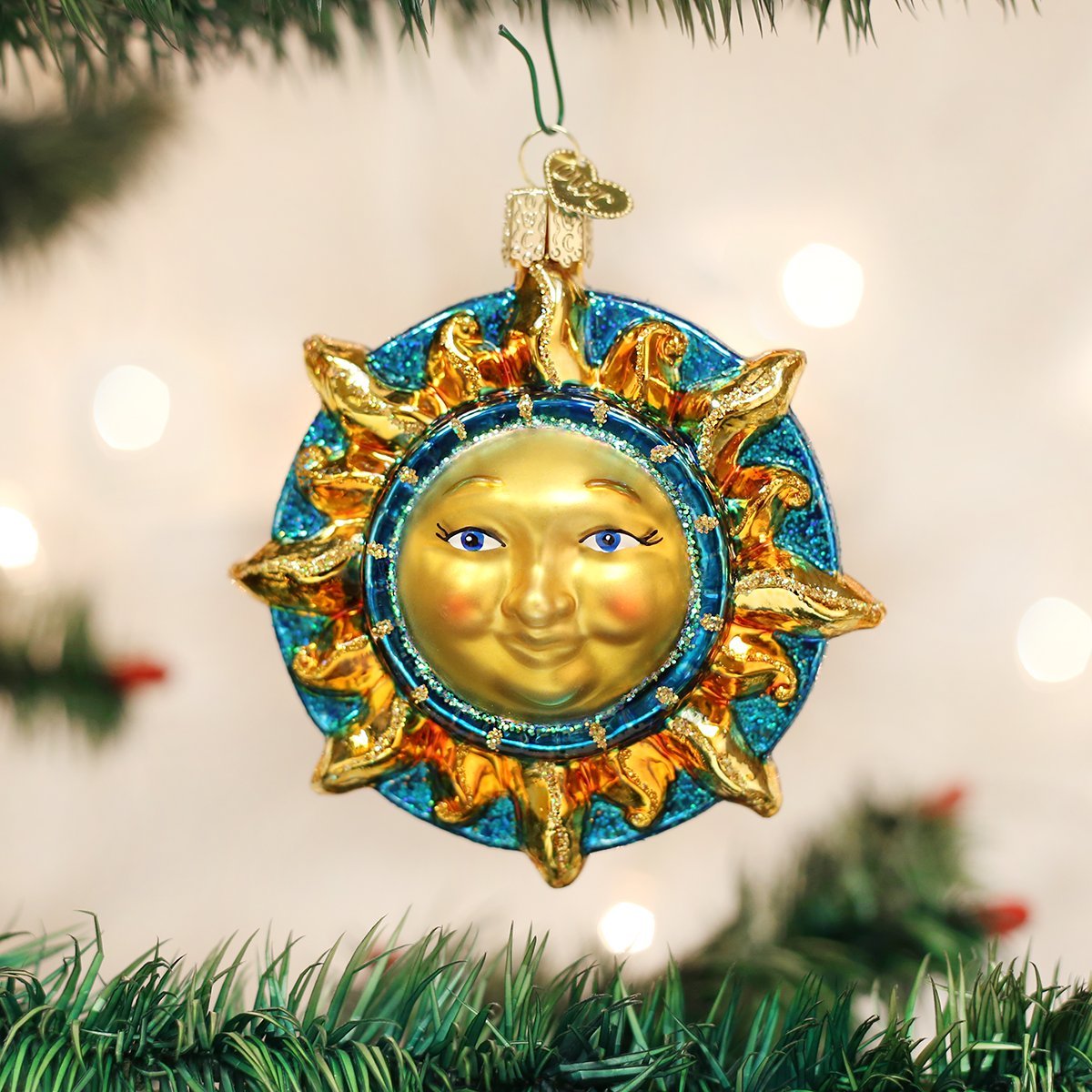 Old World Christmas Fanciful Sun Glass Blown Ornament for Christmas Tree, Handcrafted Holiday Decoration, Outer Space Collection