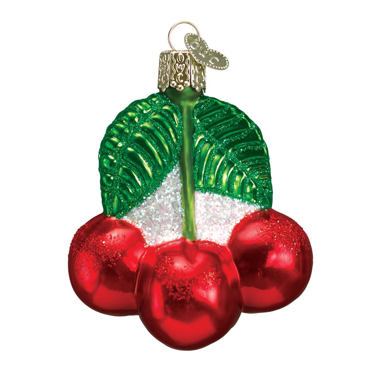Old World Christmas Red Cherries Glass Blown Ornament for Christmas Tree, Handcrafted Holiday Decoration, Fruit Collection