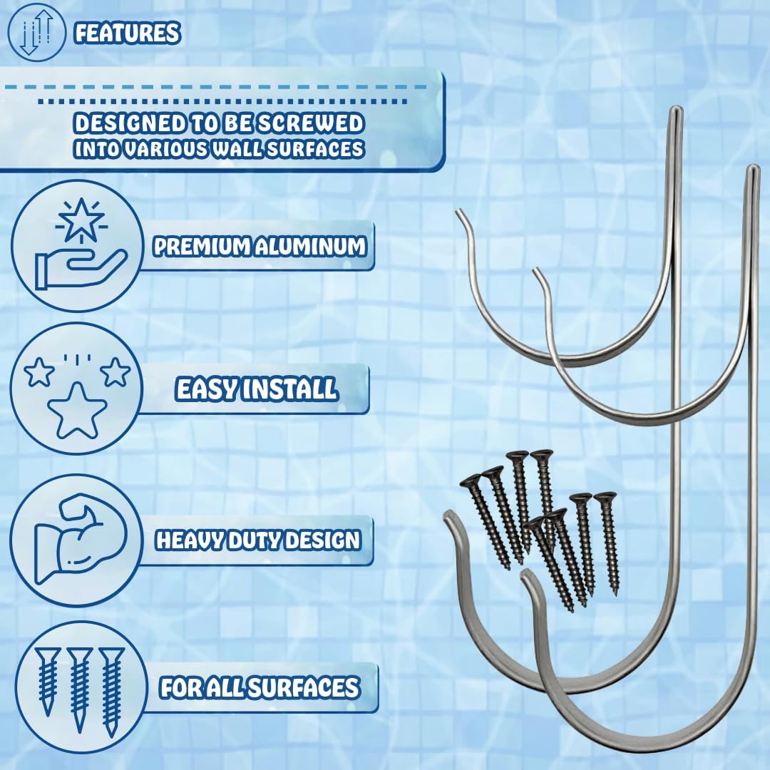 Poolzilla Premium Pool Pole Hanger, for Leaf Rakes, Nets, Brushes & More