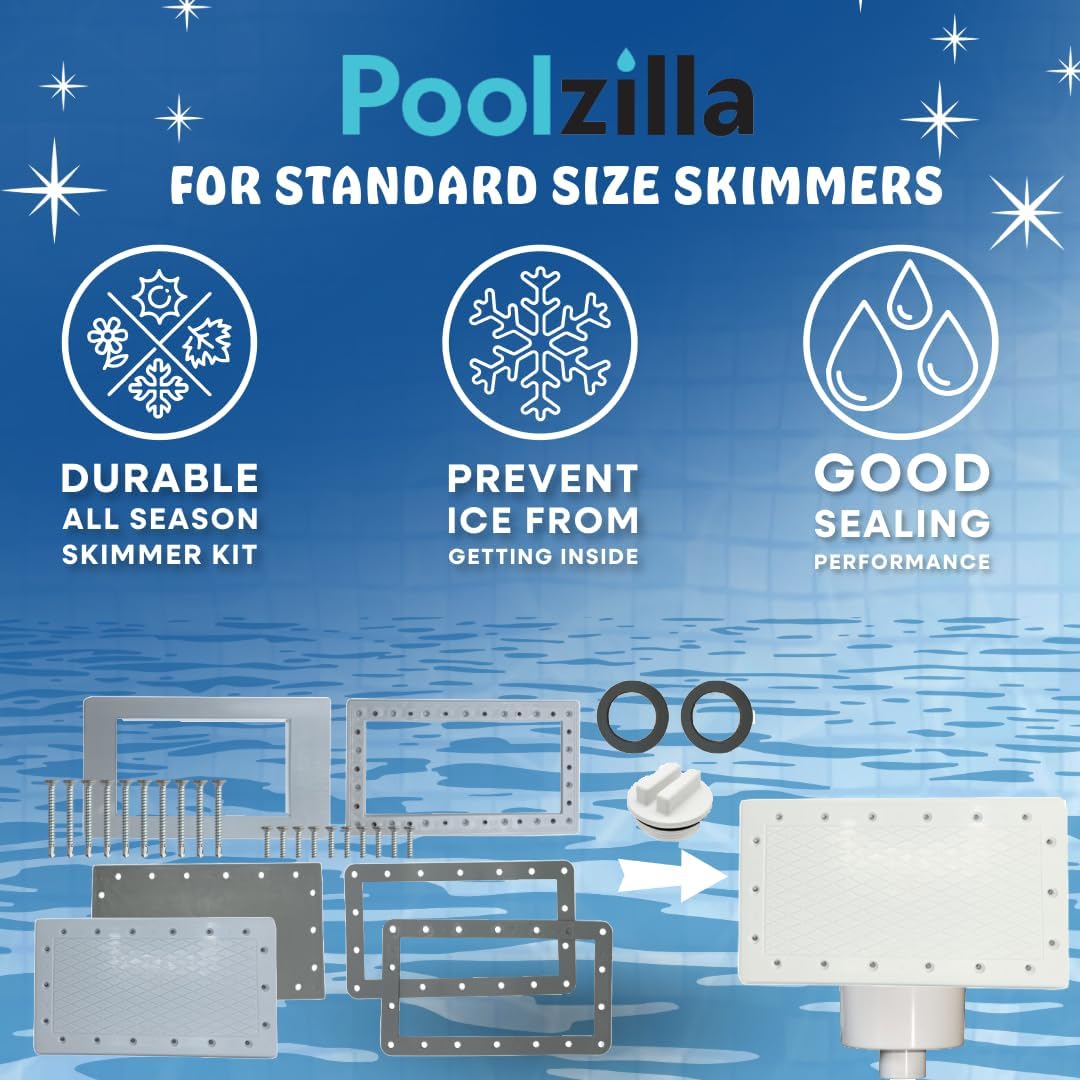 Poolzilla All Season Skimmer Kit for Above Ground Swimming Pools - Compatible with Hayward 1091WM, and Other Wide Mouth Skimmers - Pool Opening and Closing