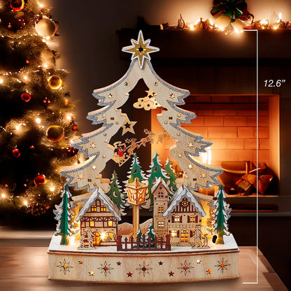 Kurt S. Adler Kurt Adler 12.6-inch Battery Operated Lighted Tree Christmas Village, Tan
