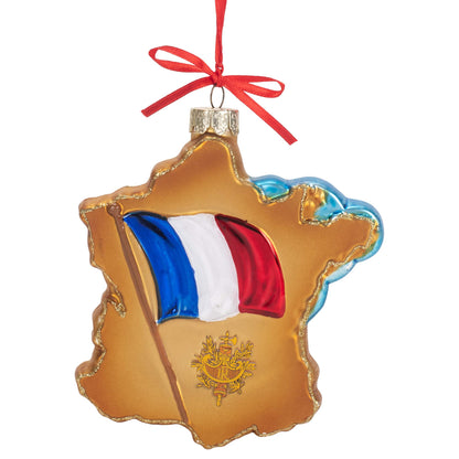 4.75-Inch France Map Glass Ornament