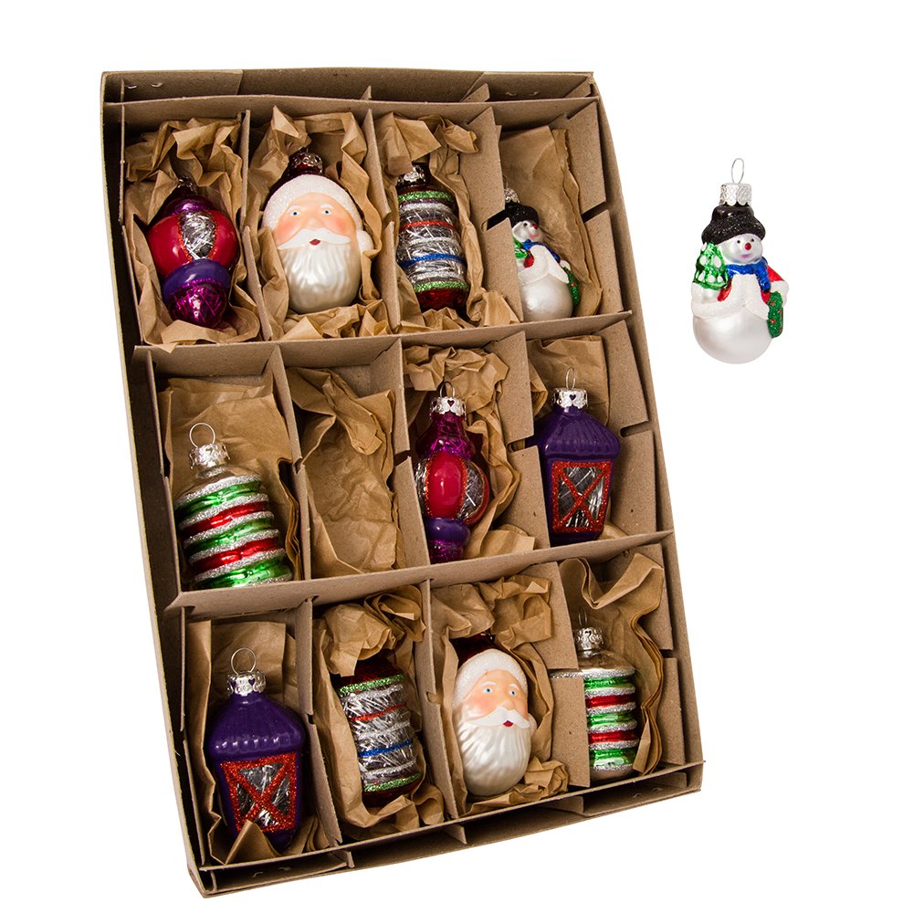 Kurt Adler Early Years Glass Ornament, 2.5-Inch, Set of 12, Christmas