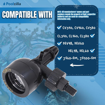 Poolzilla Air Gauge Release Valve Assembly, 0-60 PSI Air Release Compatible with R0357200, and Zodiac Jandy Pool and Spa Filters DEV/DEL Series, CL/CV Series, and JS Series Filters