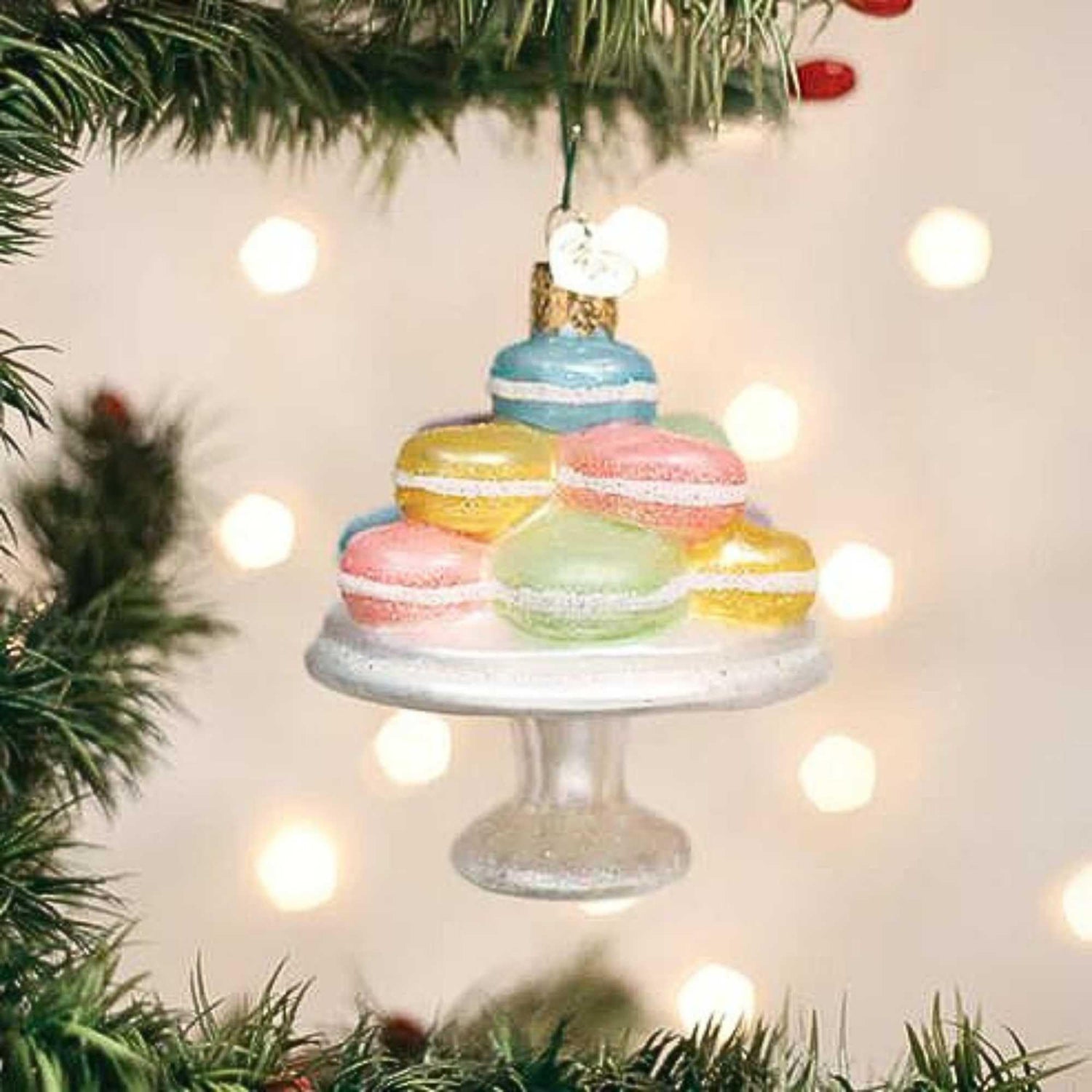 Old World Christmas Fancy Macarons Glass Blown Ornament for Christmas Tree, Handcrafted Holiday Decoration, Dessert - Cookie Collection