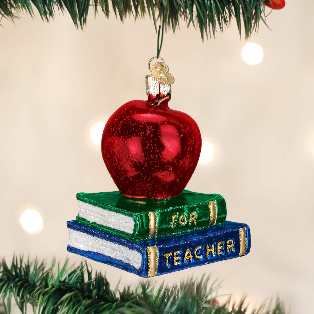 Old World Christmas Teacher Gifts Glass Blown Ornaments for Christmas Tree Apple