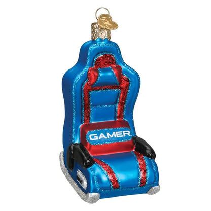 Old World Christmas Gaming Chair Glass Blown Ornament for Christmas Tree, Handcrafted Holiday Decoration, Games Collection